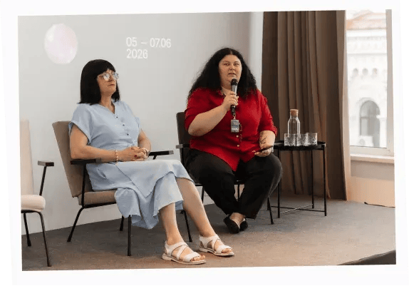 Host and speaker during an information session at Trans Forum 2026