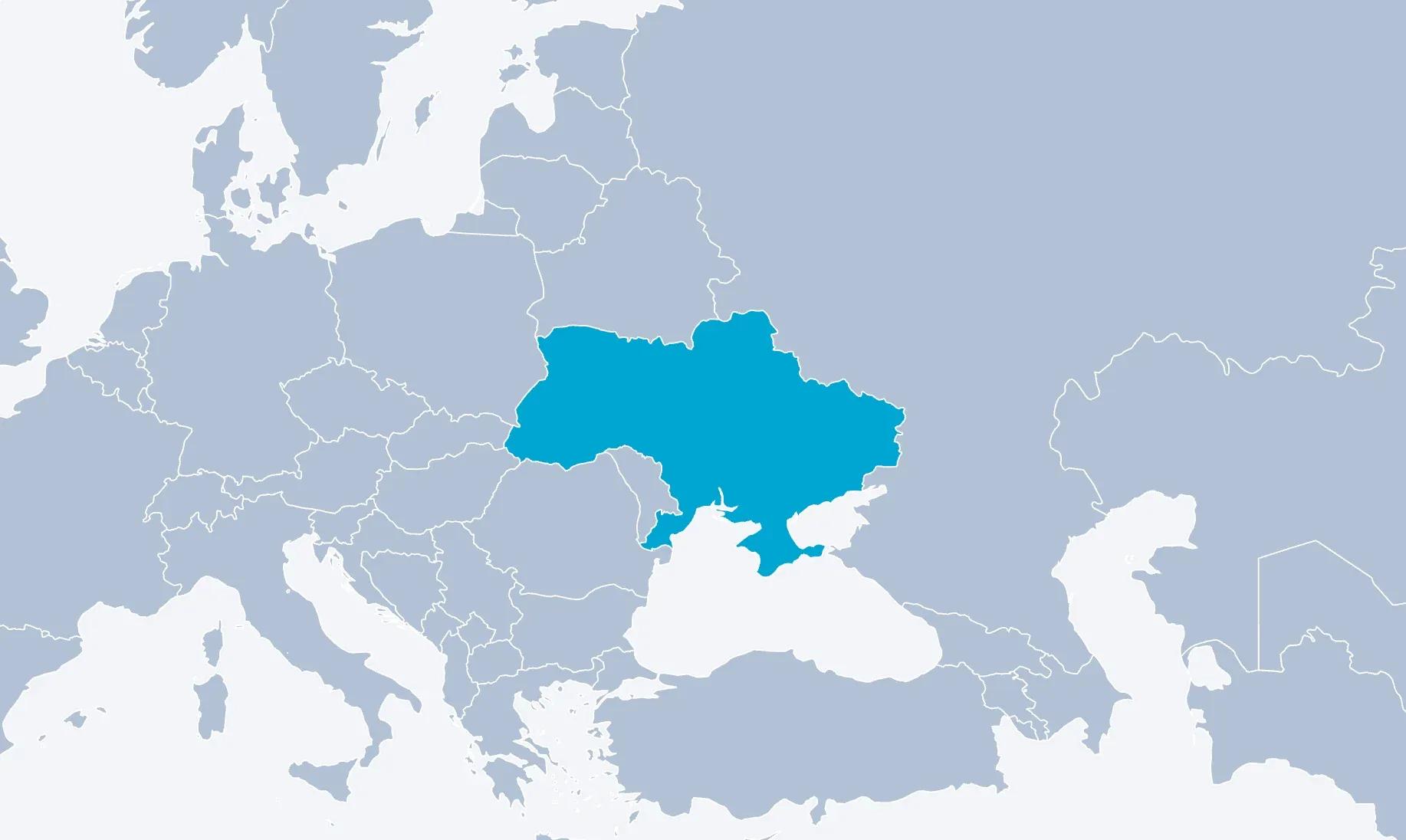 A screenshot from the Trans Rights Map with Ukraine highlighted on it