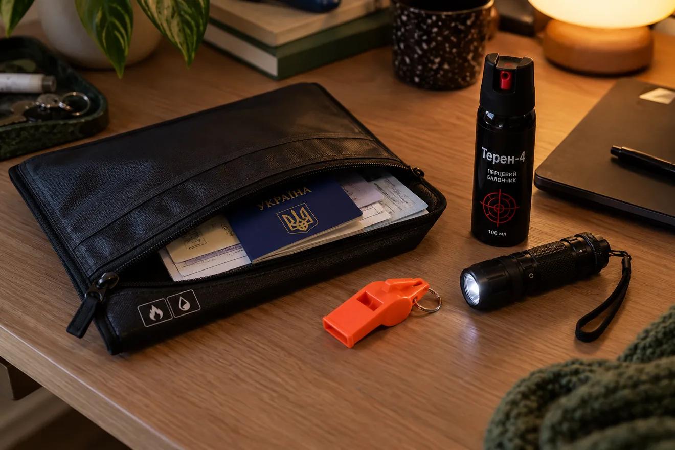 The items included in the set are laid out on the table. The actual items differ from those shown in the picture.