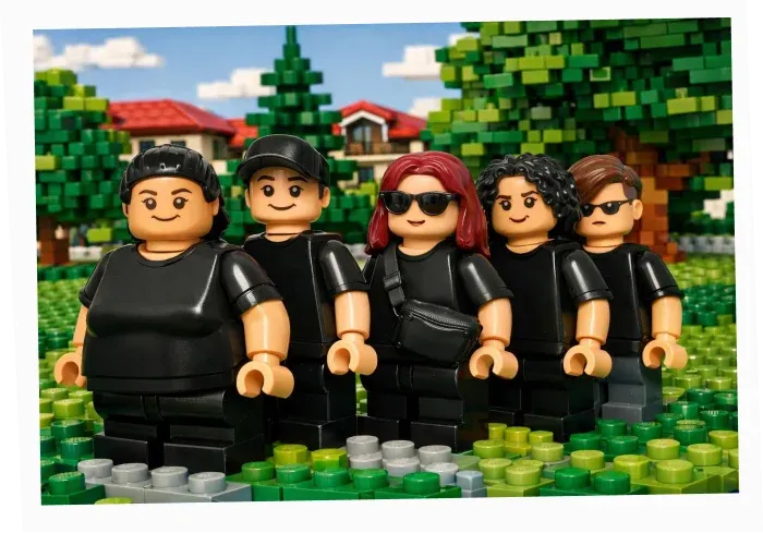 Group photo of the organization’s team styled as Lego figures